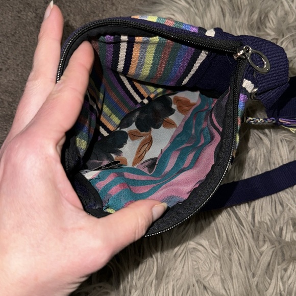 Seema Crossbody Bag-Cotton Cloth-Navy with Multi Stripe Detail-EUC-9x9 - Picture 10 of 16